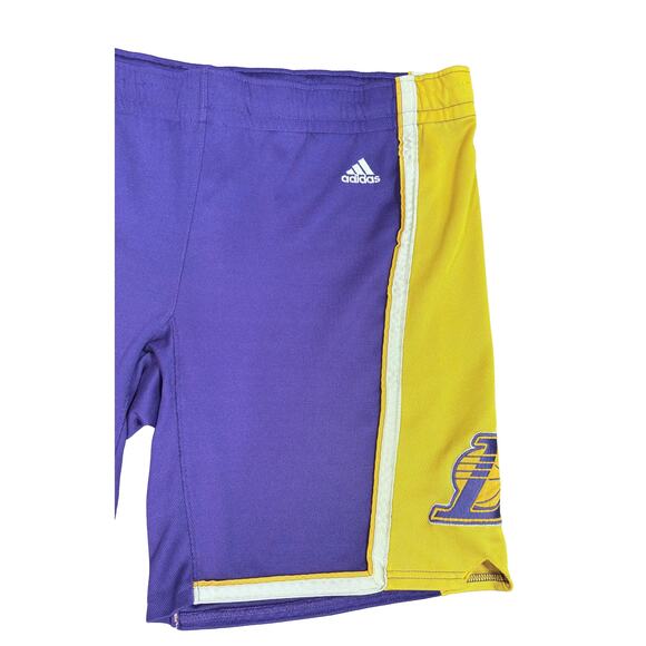 Adidas NBA Los Angeles Lakers Purple Gold Athletic Shorts XXL - Picture 3 of 8